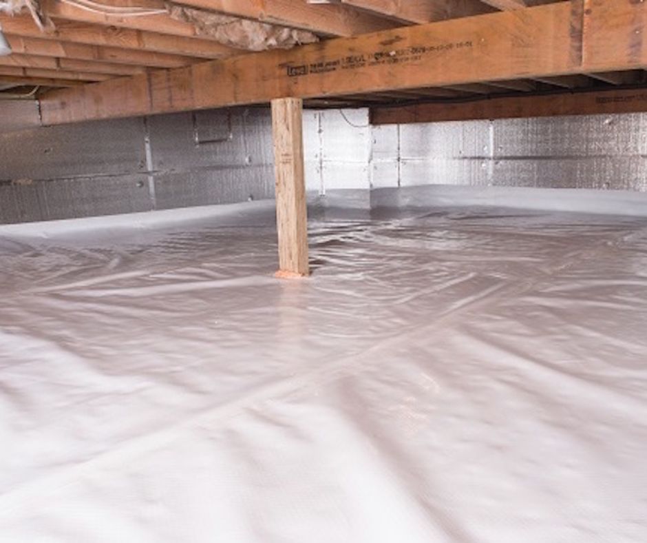Crawl Space Encapsulation with White Vapor Barrier