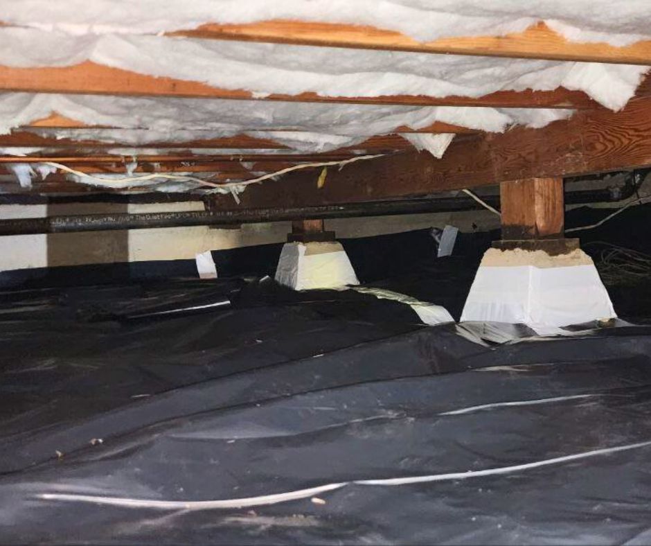 Crawl Space Encapsulation with Vapor Barrier and Insulation