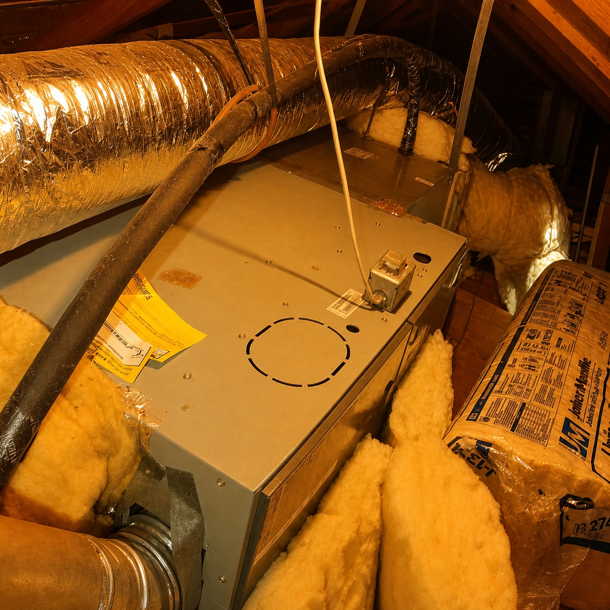 HVAC and mechanical room where Miller Attics performs air sealing and ventilation work in Sonoma homes